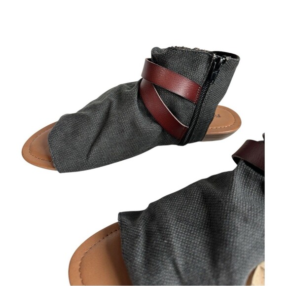 Pierre Dumas Brenna-1 Sandals 8.5 Denim Blue Boho Ankle Strap Open Toe Flats - Picture 10 of 16